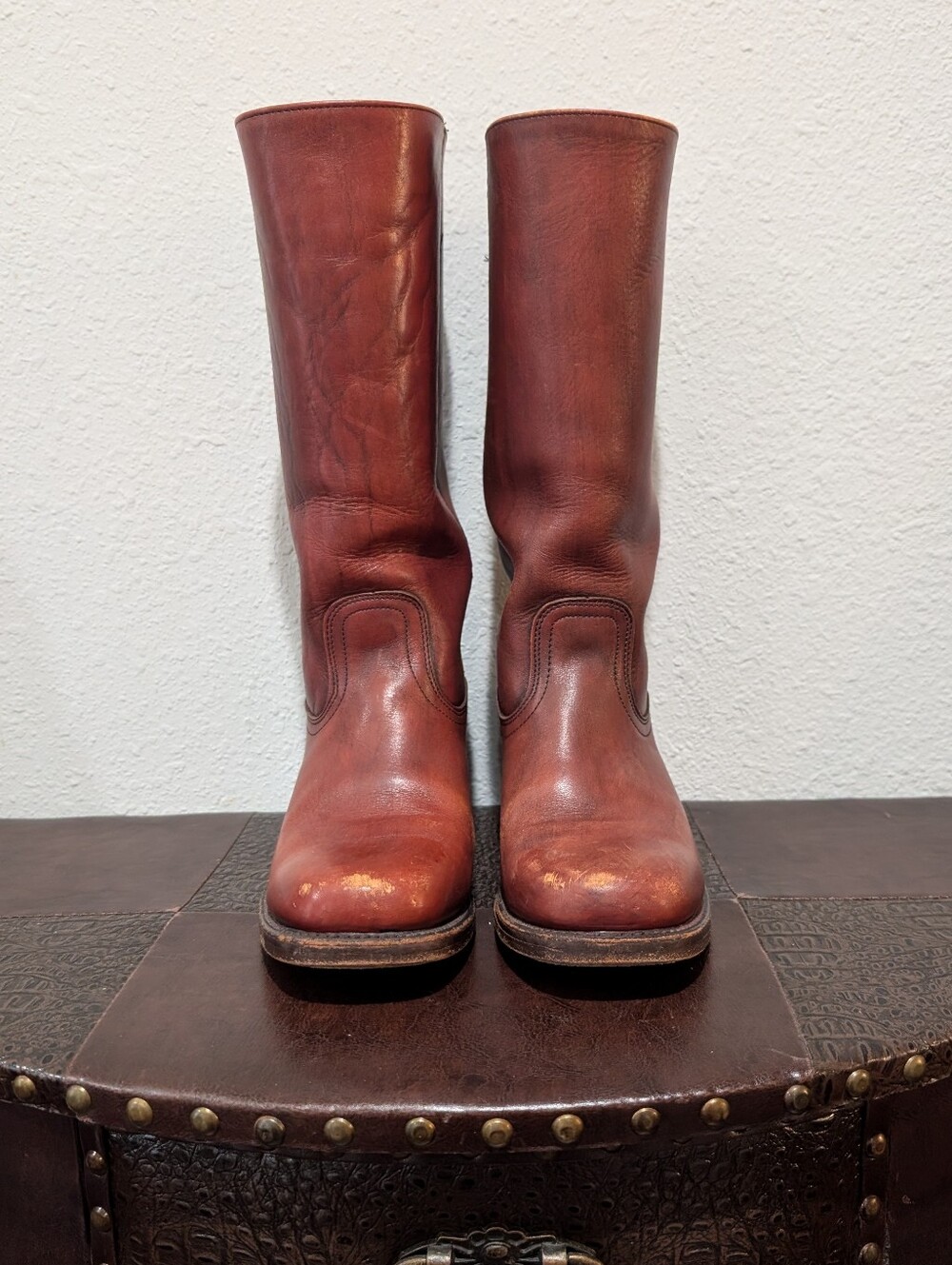 Vintage FRYE Campus Tall Leather Boots Brown Size 8 D Made in USA - Picture 6 of 16